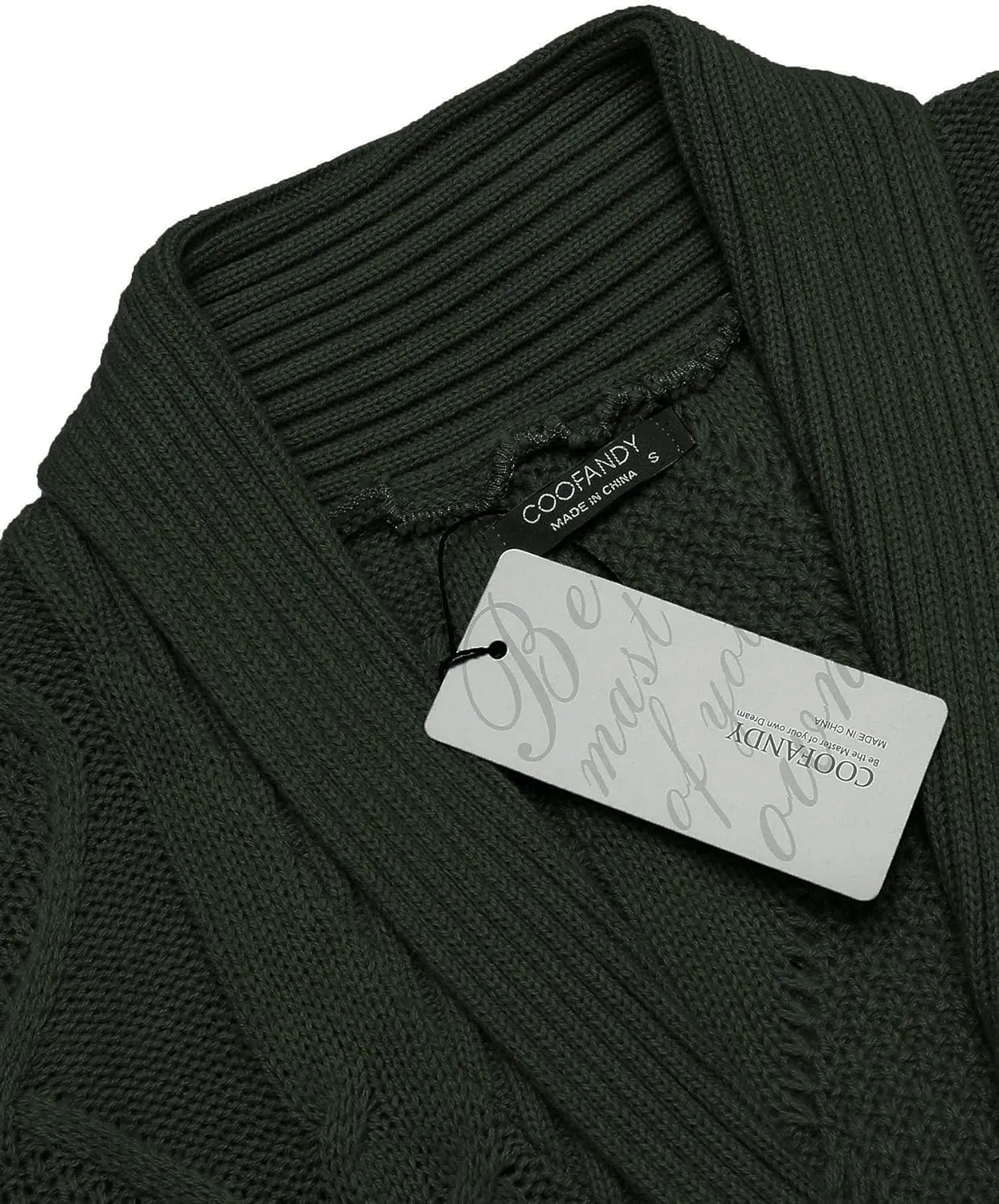 COOFANDY Mens Shawl Collar Cardigan Sweater Slim Fit Button Down Cable Knitted Sweater with Pockets