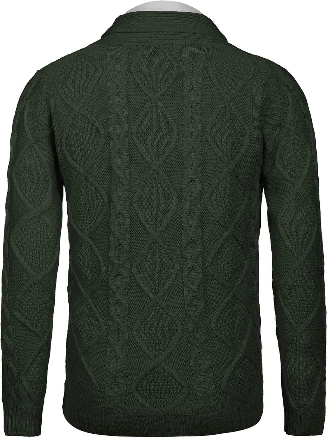 COOFANDY Mens Shawl Collar Cardigan Sweater Slim Fit Button Down Cable Knitted Sweater with Pockets