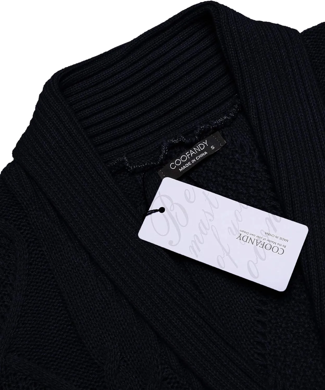 COOFANDY Mens Shawl Collar Cardigan Sweater Slim Fit Button Down Cable Knitted Sweater with Pockets