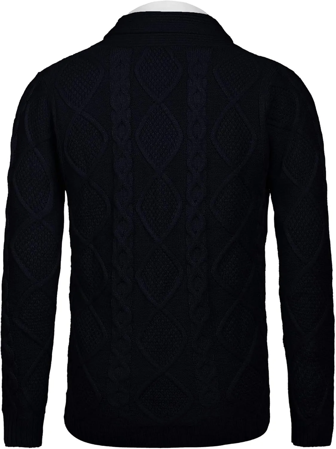 COOFANDY Mens Shawl Collar Cardigan Sweater Slim Fit Button Down Cable Knitted Sweater with Pockets