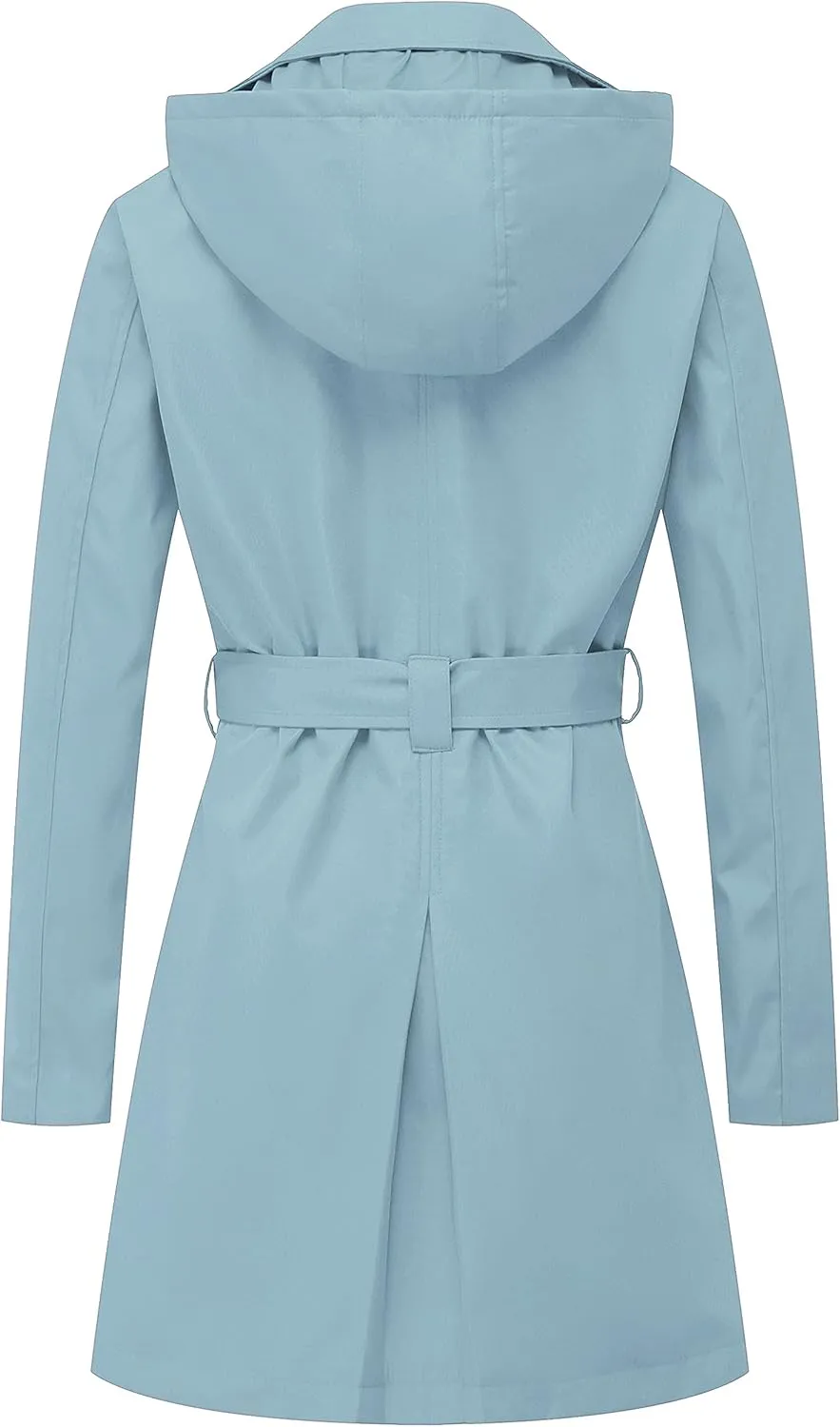 CREATMO US Women's Trench Coat Double-Breasted Classic Lapel Overcoat Belted Slim Outerwear Coat with Detachable Hood