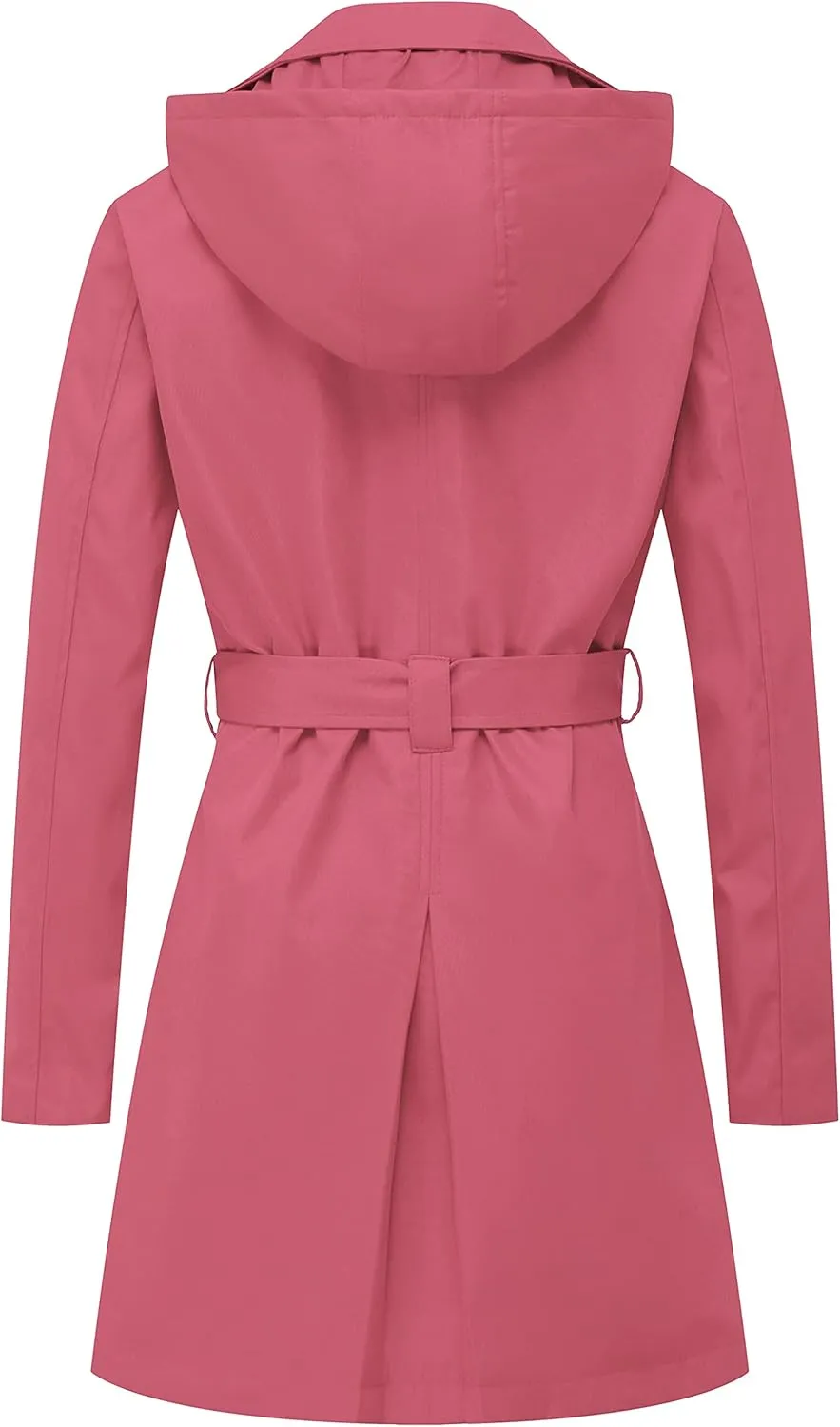 CREATMO US Women's Trench Coat Double-Breasted Classic Lapel Overcoat Belted Slim Outerwear Coat with Detachable Hood
