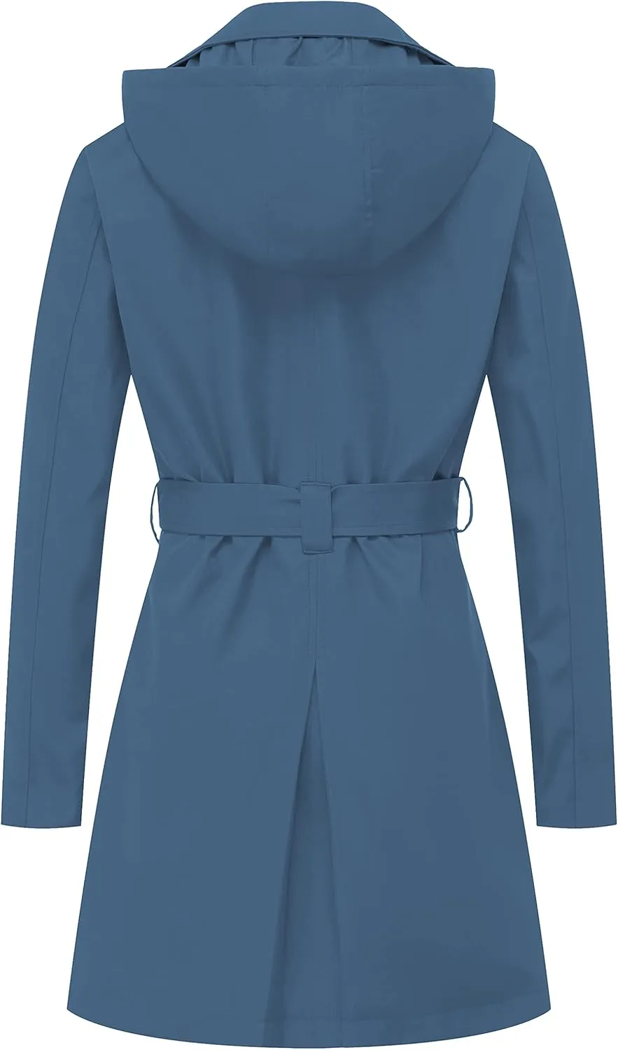 CREATMO US Women's Trench Coat Double-Breasted Classic Lapel Overcoat Belted Slim Outerwear Coat with Detachable Hood