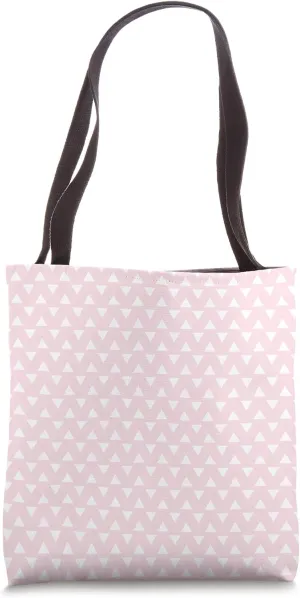 Cute Light Pink White Triangle Pattern Minimalist Graphic Tote Bag