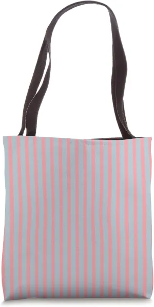 Cute Pastel Gray and Pink Stripes Vertical Line Pattern Tote Bag