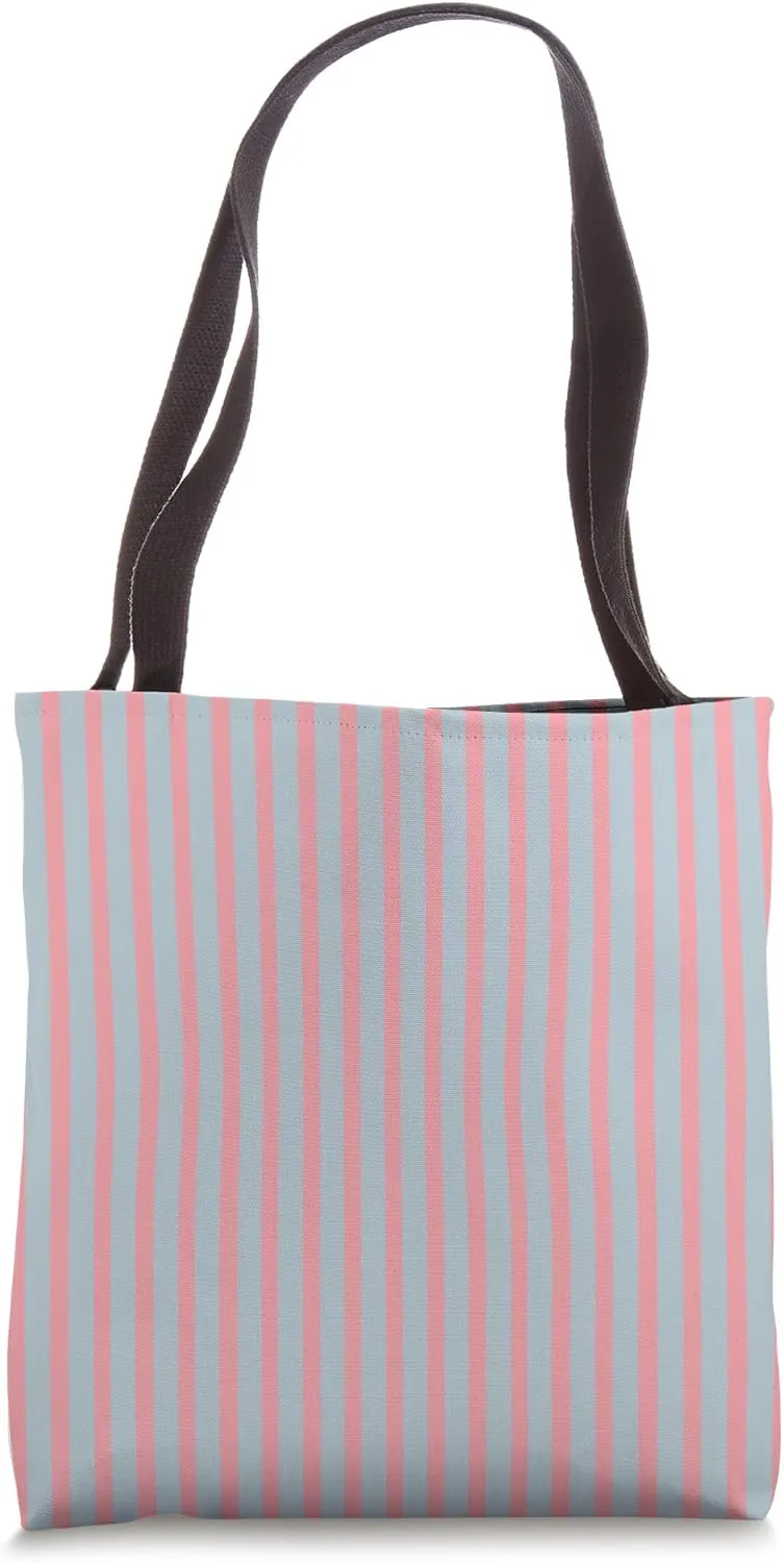 Cute Pastel Gray and Pink Stripes Vertical Line Pattern Tote Bag