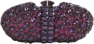 DJBM Womens Shiny Diamond Clutch Bag Sumptuous Oval Handheld Purse with Chain for Banquet Wedding Bridal