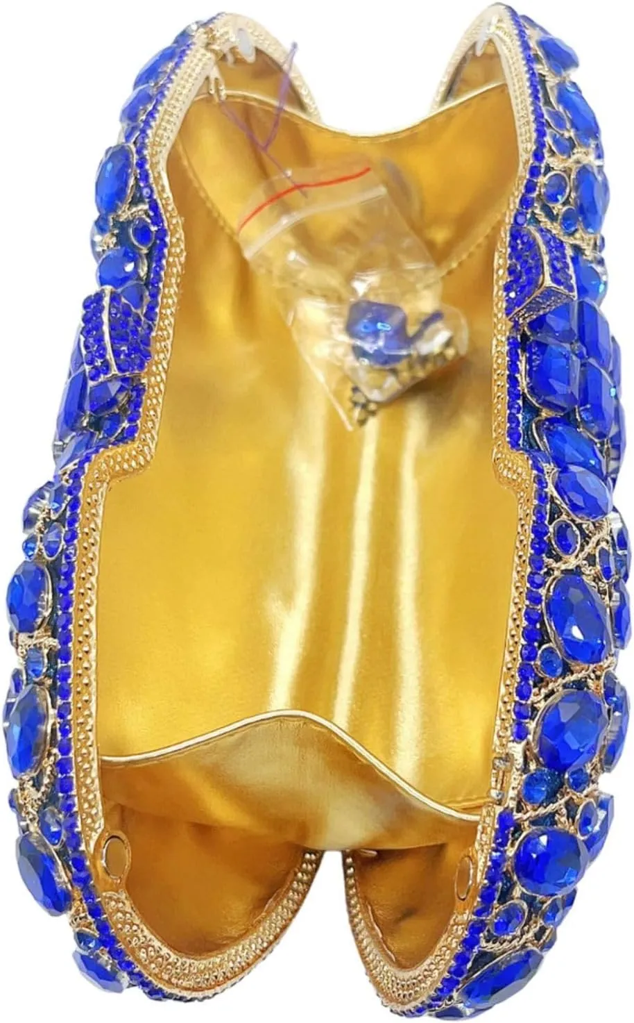 DJBM Womens Shiny Diamond Clutch Bag Sumptuous Oval Handheld Purse with Chain for Banquet Wedding Bridal