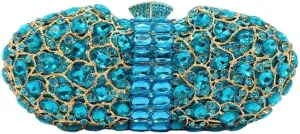 DJBM Womens Shiny Diamond Clutch Bag Sumptuous Oval Handheld Purse with Chain for Banquet Wedding Bridal