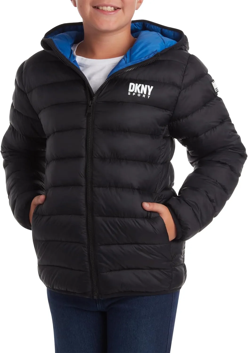 DKNY Boys Jacket  Midweight Insulated Quilted Outerwear Parka Puffer Coat  Water Resistant Boys Winter Hooded Jacket (8-20)