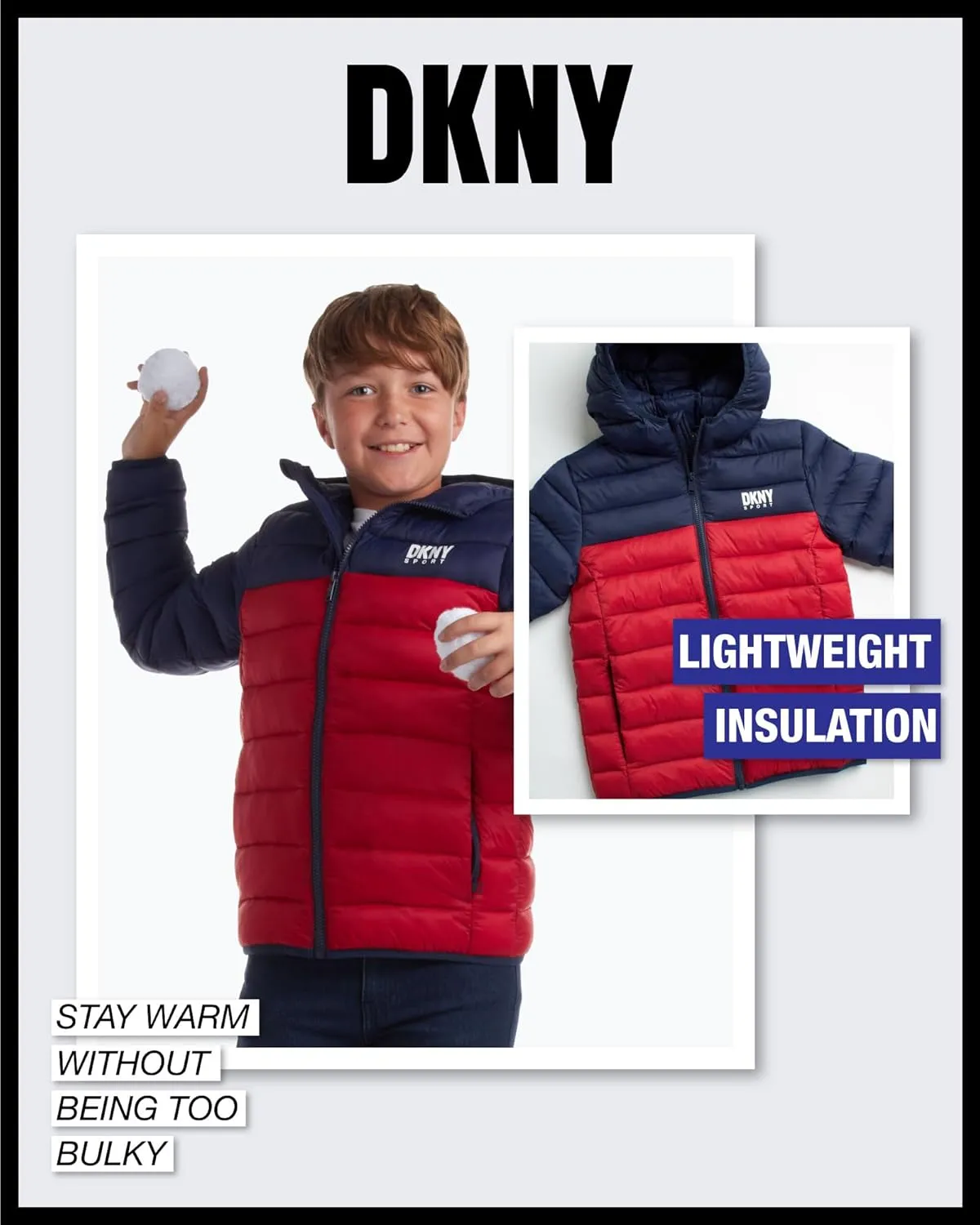 DKNY Boys Jacket  Midweight Insulated Quilted Outerwear Parka Puffer Coat  Water Resistant Boys Winter Hooded Jacket (8-20)