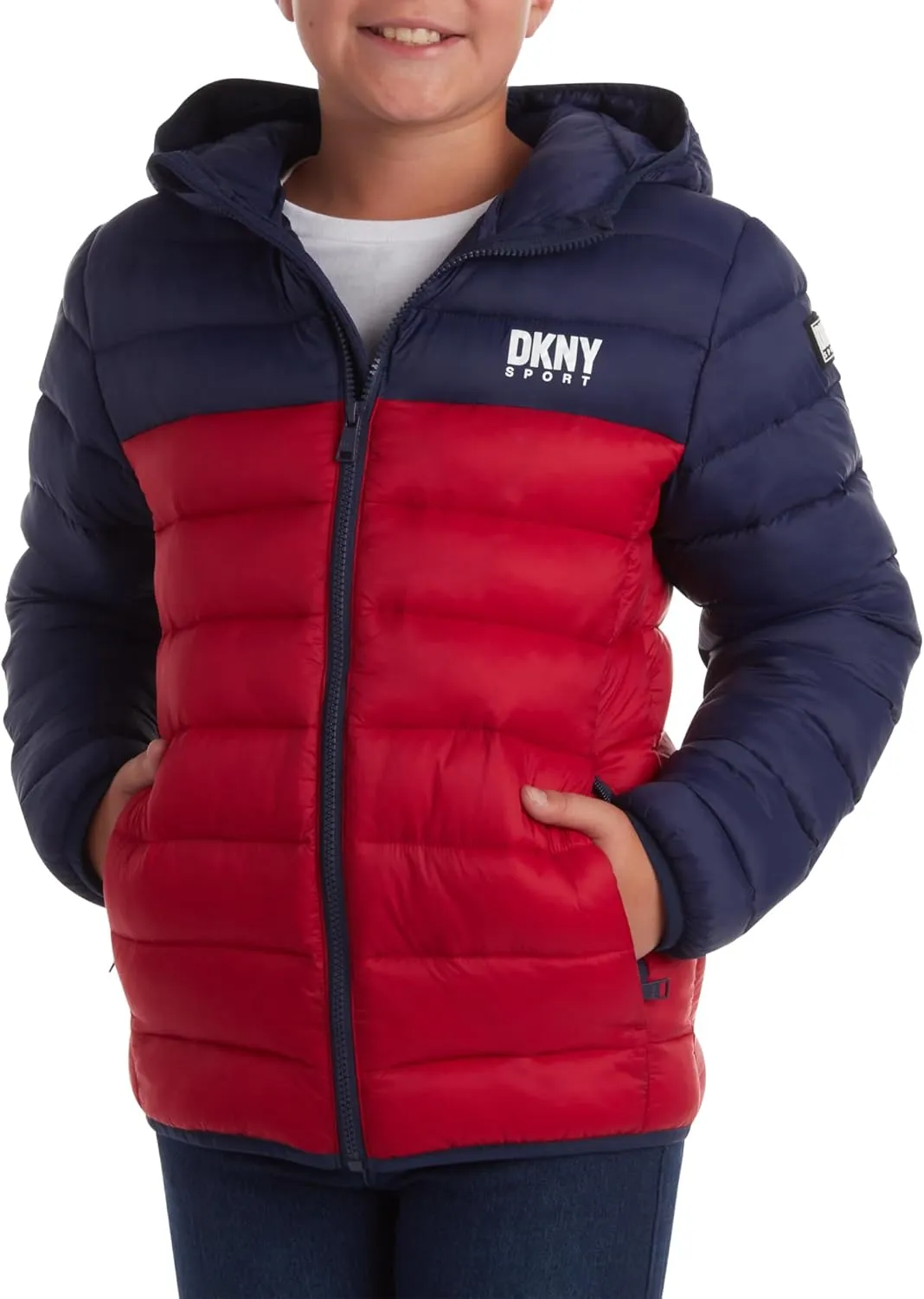 DKNY Boys Jacket  Midweight Insulated Quilted Outerwear Parka Puffer Coat  Water Resistant Boys Winter Hooded Jacket (8-20)