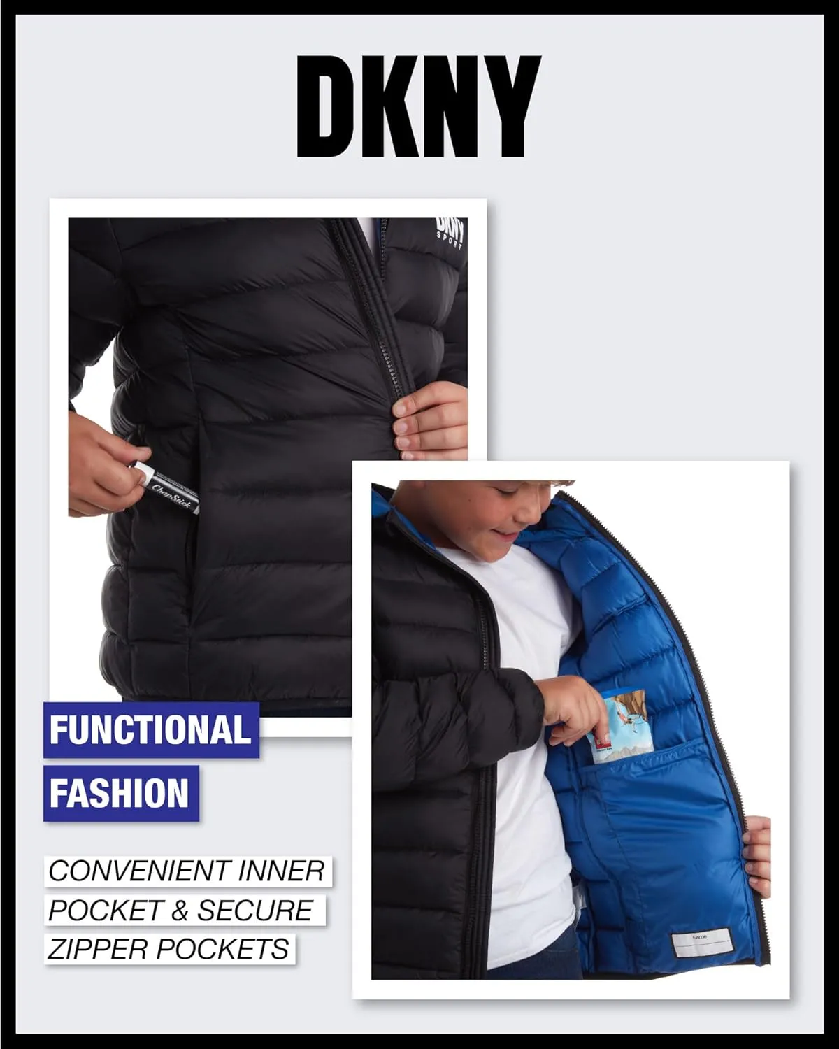 DKNY Boys Jacket  Midweight Insulated Quilted Outerwear Parka Puffer Coat  Water Resistant Boys Winter Hooded Jacket (8-20)