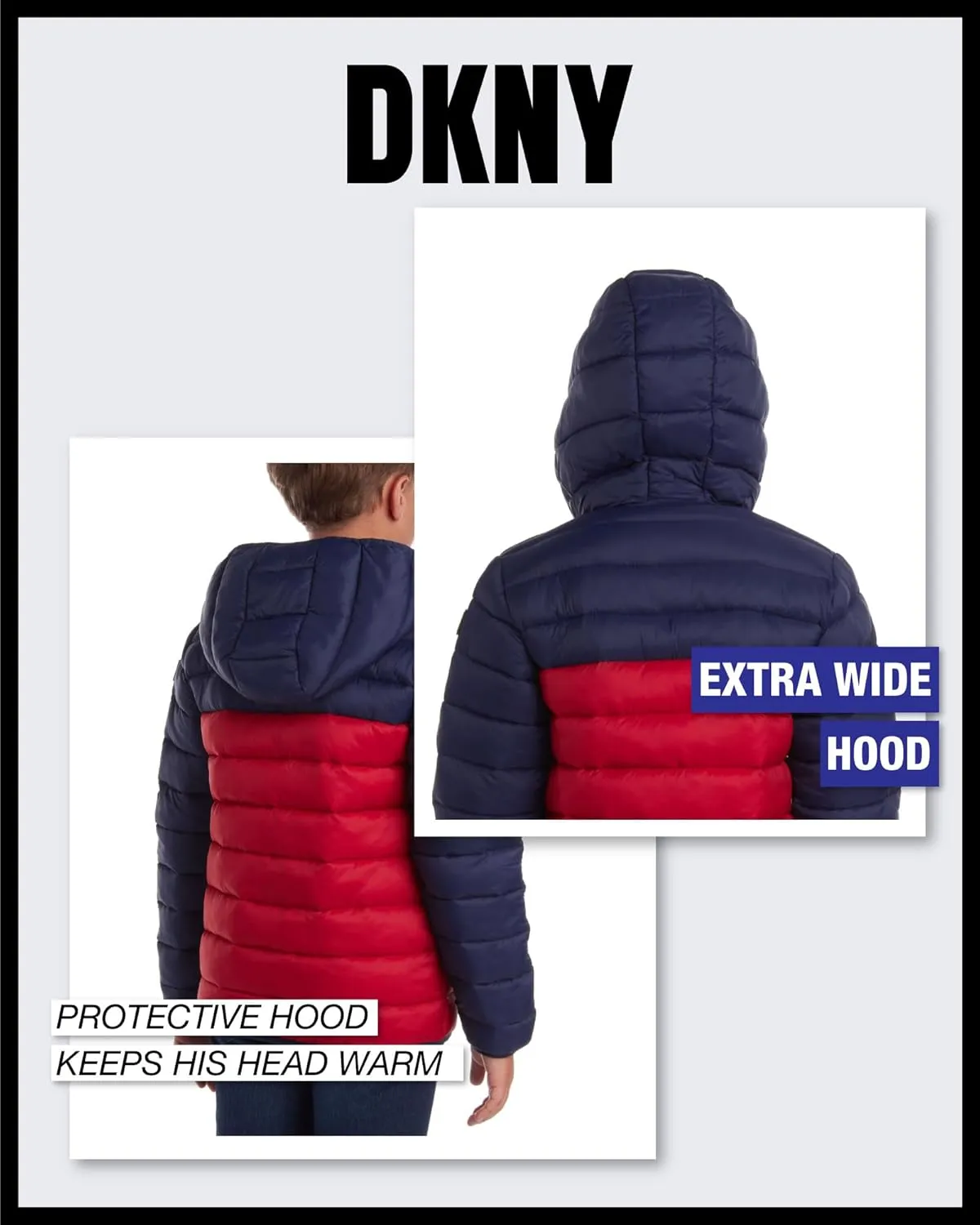 DKNY Boys Jacket  Midweight Insulated Quilted Outerwear Parka Puffer Coat  Water Resistant Boys Winter Hooded Jacket (8-20)