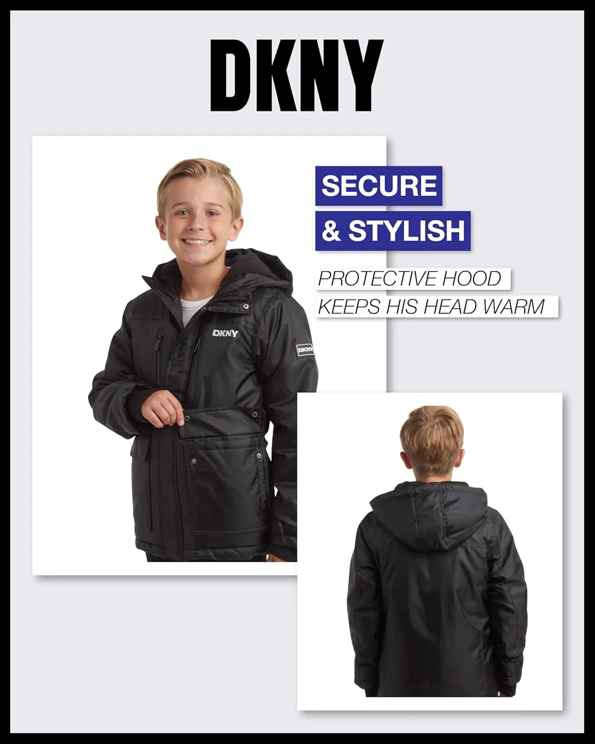 DKNY Boys' Winter Coat - Insulated Heavyweight Parka Weather Resistant Polar Fleece Lined Down Jackets for Boys (Sizes: 8-20)