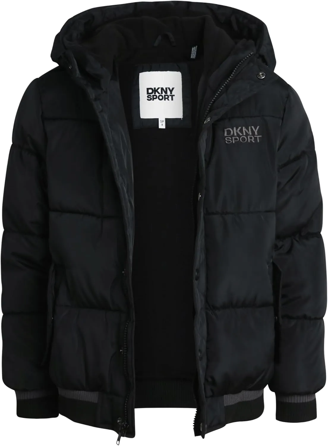 DKNY Boys' Winter Jacket - Midweight Polar Fleece Lined Quilted Insulated Parka Puffer Down Coat with Beanie Hat (Sizes:8-20)