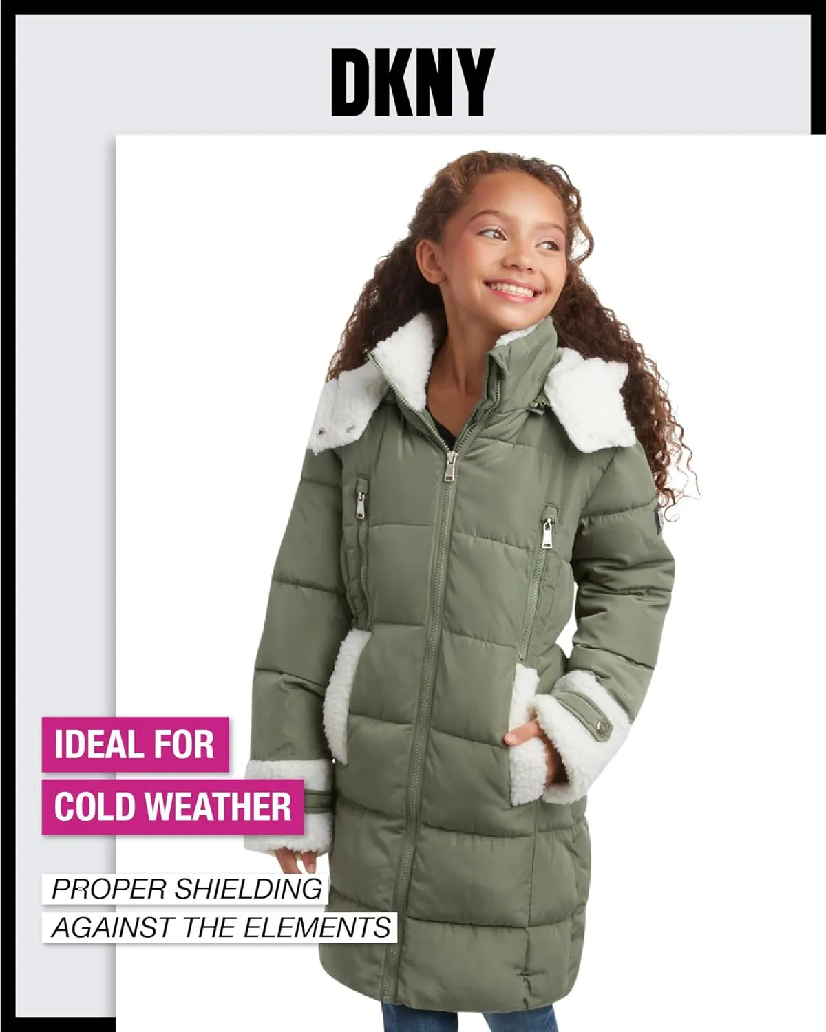 DKNY Girls Winter Jacket  Full Length Heavyweight Quilted Puffer Parka  Insulated Water Resistant Coat for Girls (7-16)