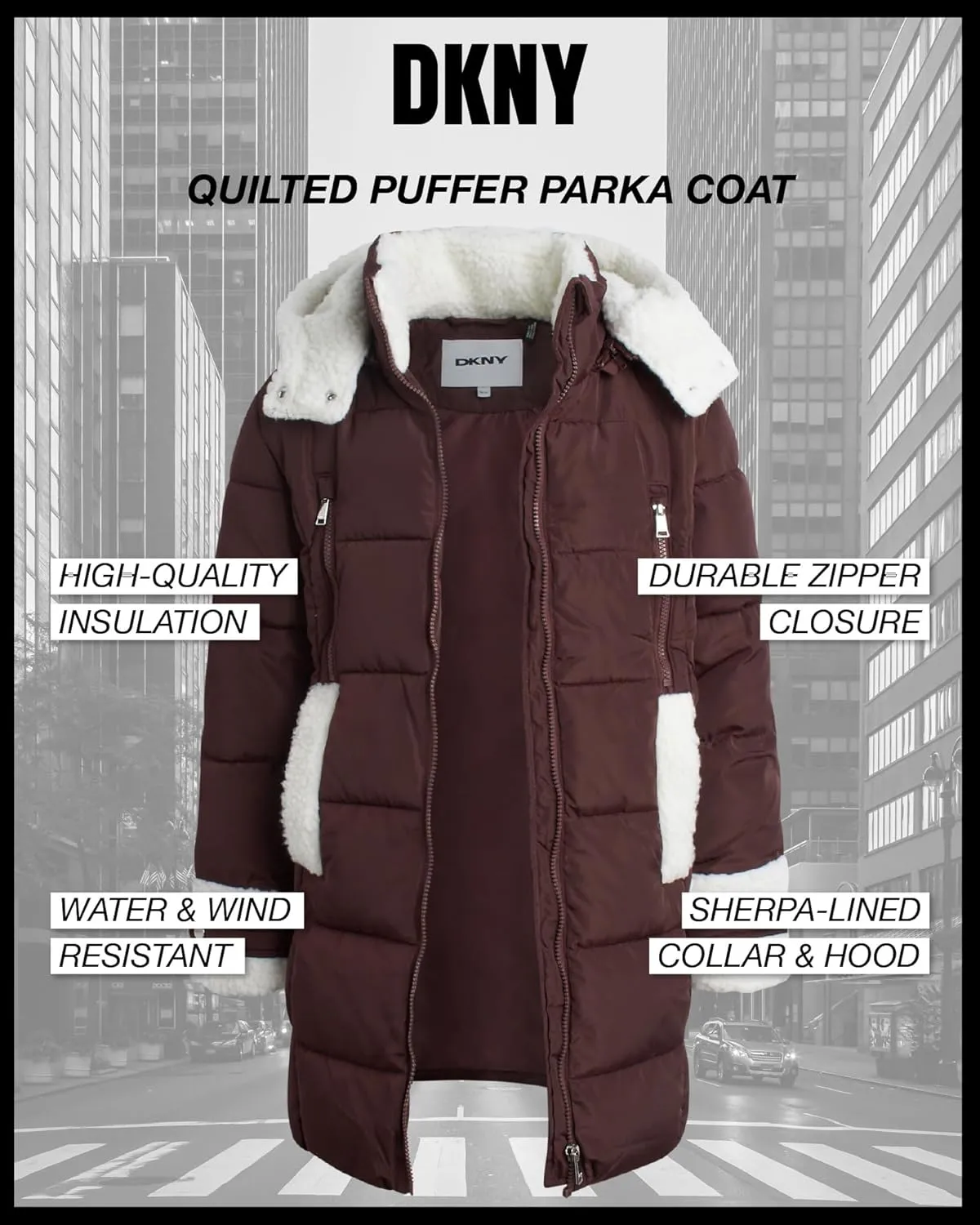 DKNY Girls Winter Jacket  Full Length Heavyweight Quilted Puffer Parka  Insulated Water Resistant Coat for Girls (7-16)
