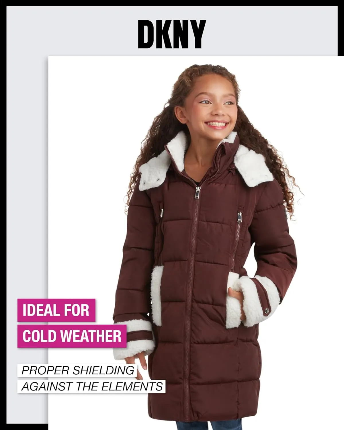 DKNY Girls Winter Jacket  Full Length Heavyweight Quilted Puffer Parka  Insulated Water Resistant Coat for Girls (7-16)