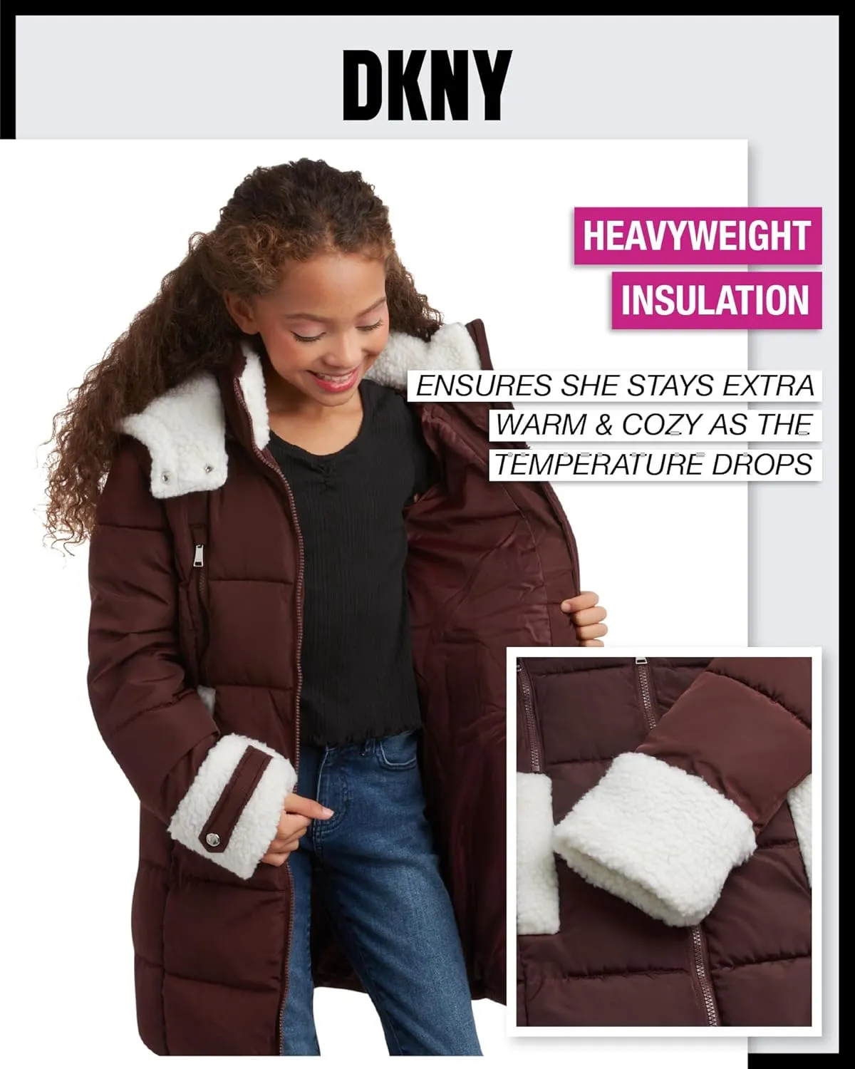 DKNY Girls Winter Jacket  Full Length Heavyweight Quilted Puffer Parka  Insulated Water Resistant Coat for Girls (7-16)