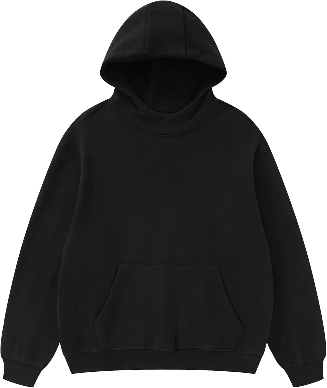 Dnzzs Mens Oversized Hoodies Unisex Athletic Hoodies Mock Neck Fleece Pullover Heavyweight Hooded Sweatshirt Streetwear Y2K Tops Black