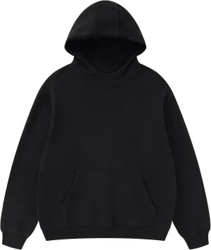 Dnzzs Mens Oversized Hoodies Unisex Athletic Hoodies Mock Neck Fleece Pullover Heavyweight Hooded Sweatshirt Streetwear Y2K Tops Black