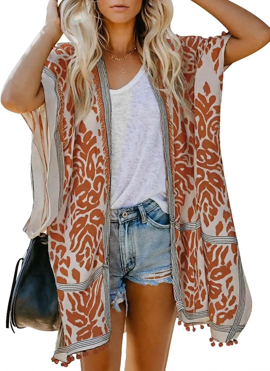 Dokotoo Womens 2025 Summer Beach Hawaiian Vacation Long Kimono Cardigans Swimsuits Cover ups