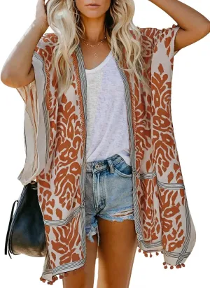 Dokotoo Womens 2025 Summer Beach Hawaiian Vacation Long Kimono Cardigans Swimsuits Cover ups