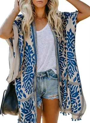 Dokotoo Womens 2025 Summer Beach Hawaiian Vacation Long Kimono Cardigans Swimsuits Cover ups