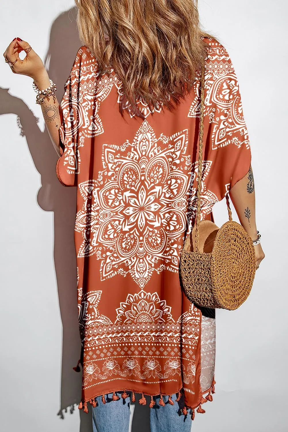 Dokotoo Womens 2025 Summer Beach Hawaiian Vacation Long Kimono Cardigans Swimsuits Cover ups