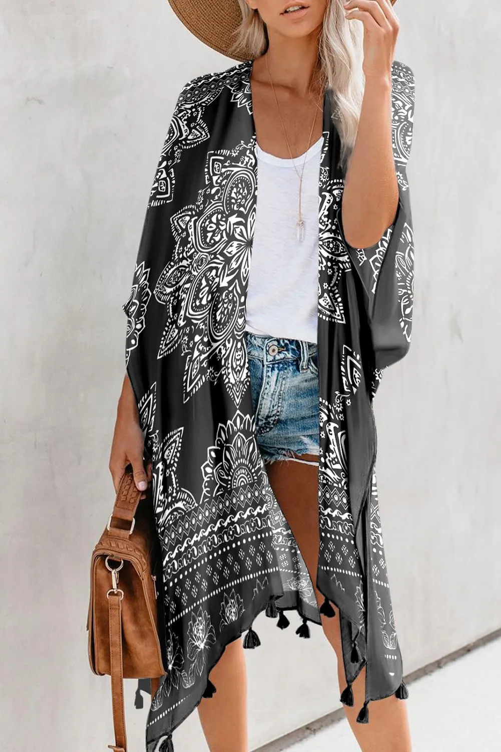 Dokotoo Womens 2025 Summer Beach Hawaiian Vacation Long Kimono Cardigans Swimsuits Cover ups