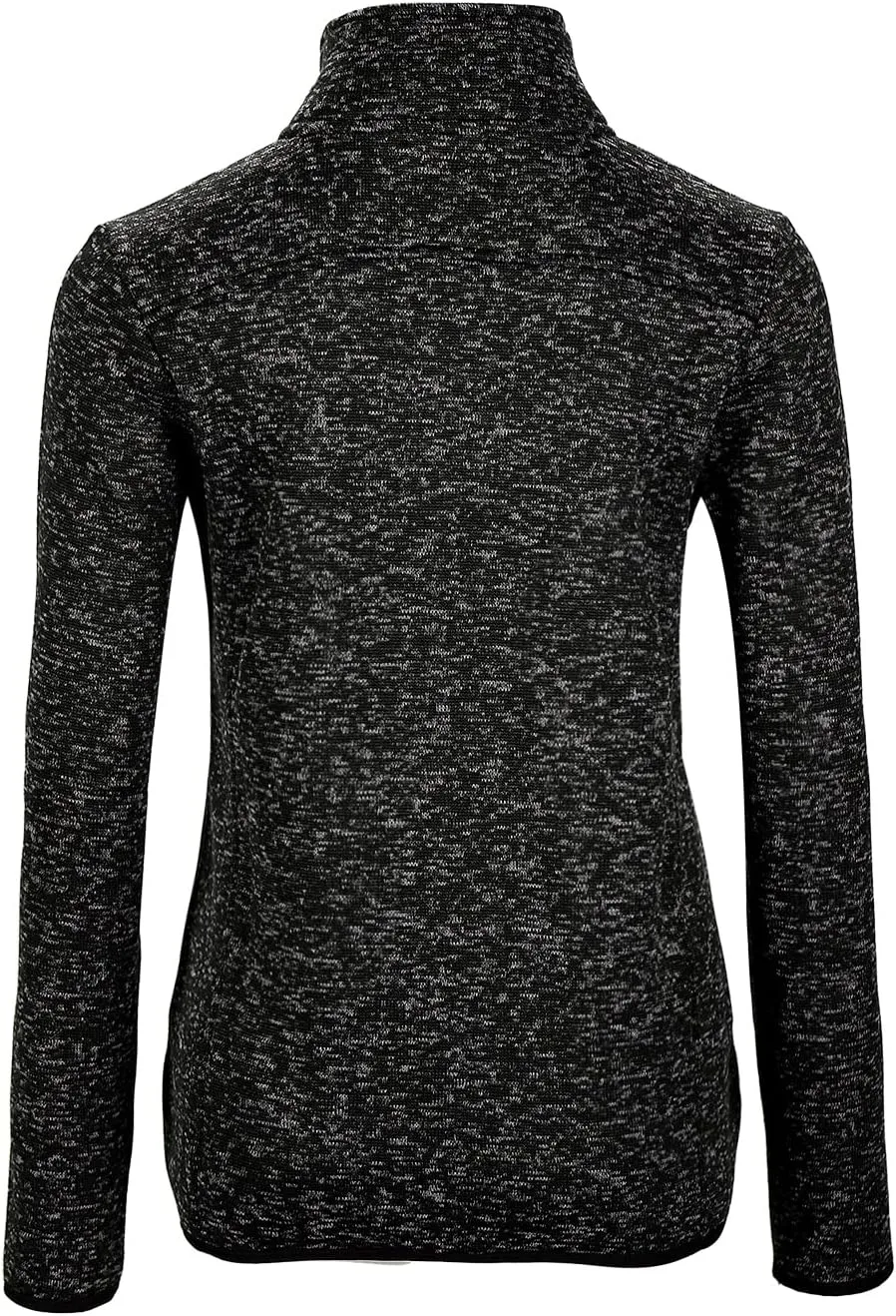 Dolcevida Women's Long Sleeve Sweater Fleece Zip Up Speckled Jacket with Pockets