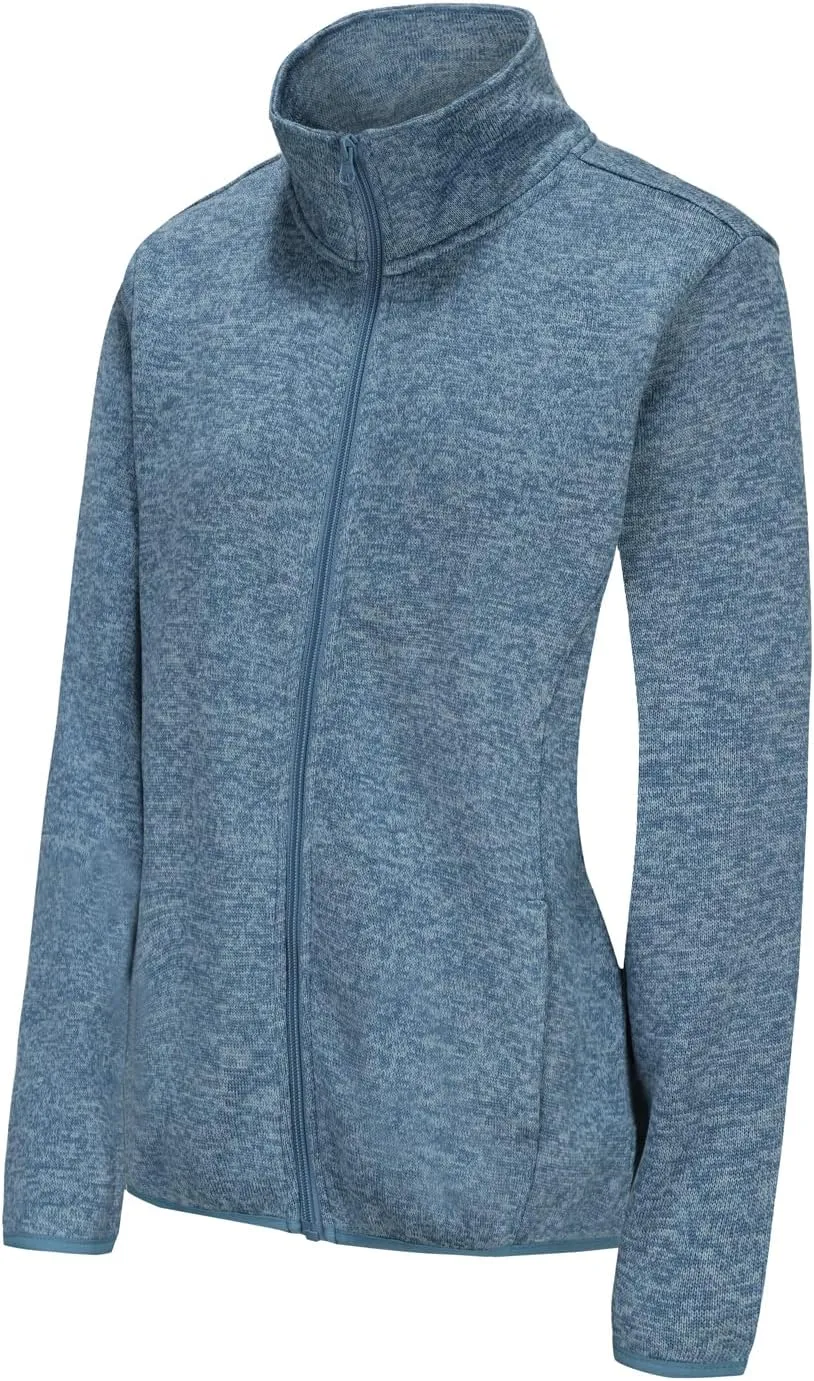 Dolcevida Women's Long Sleeve Sweater Fleece Zip Up Speckled Jacket with Pockets