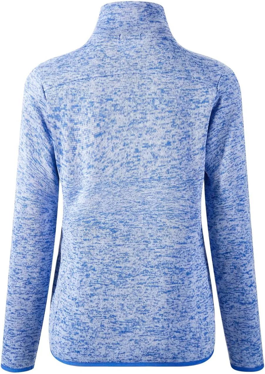 Dolcevida Women's Long Sleeve Sweater Fleece Zip Up Speckled Jacket with Pockets