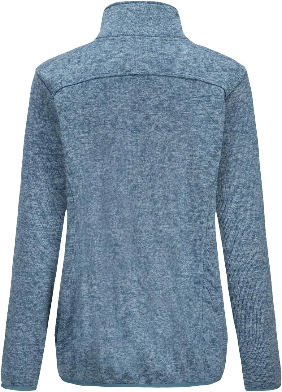Dolcevida Women's Long Sleeve Sweater Fleece Zip Up Speckled Jacket with Pockets