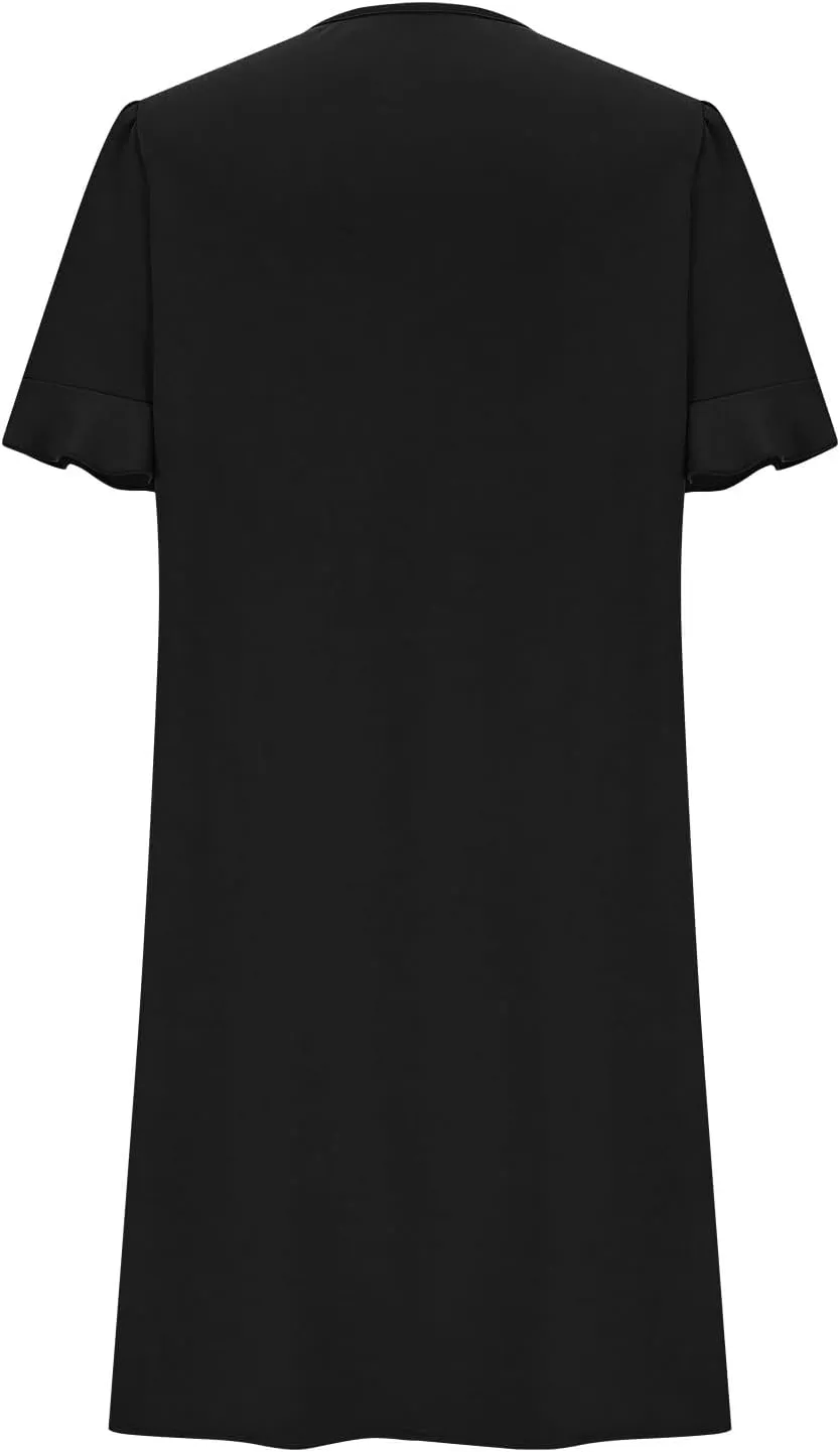 Dresses for Women Elegant Dressy Casual Summer Ruffle Short Sleeve Mini Dress V Neck Sexy A-Line Beach Travel Outfits