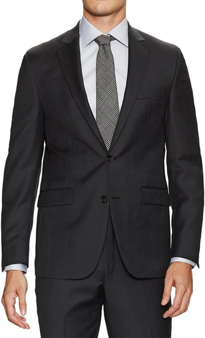 DTI GV Executive Men's Modern Fit Two Button 2 Piece Suit Jacket Flat Front Pant