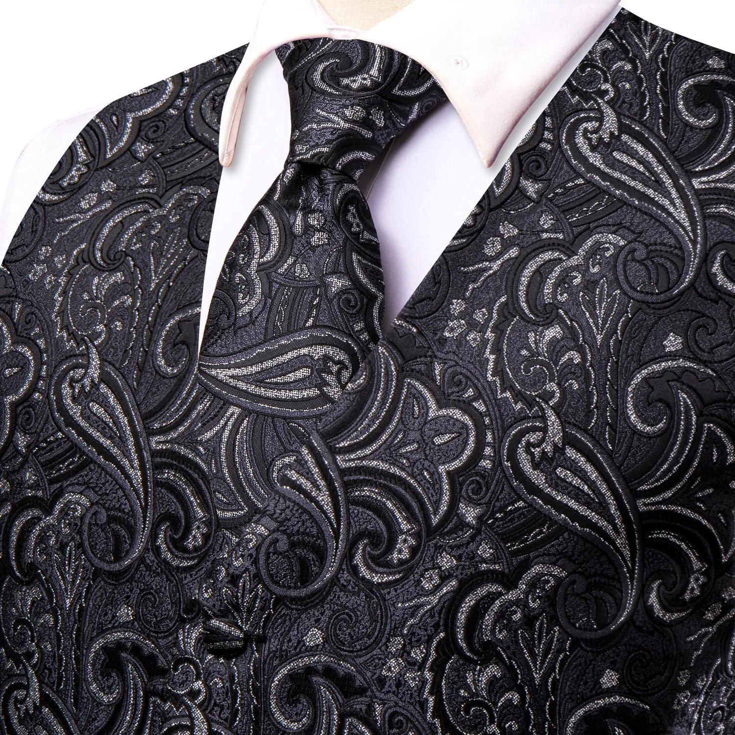 Dubulle Mens Vest and Tie Set Paisley Floral Waistcoat Neckties for Men Lapel Pin Clip Set Wedding Business