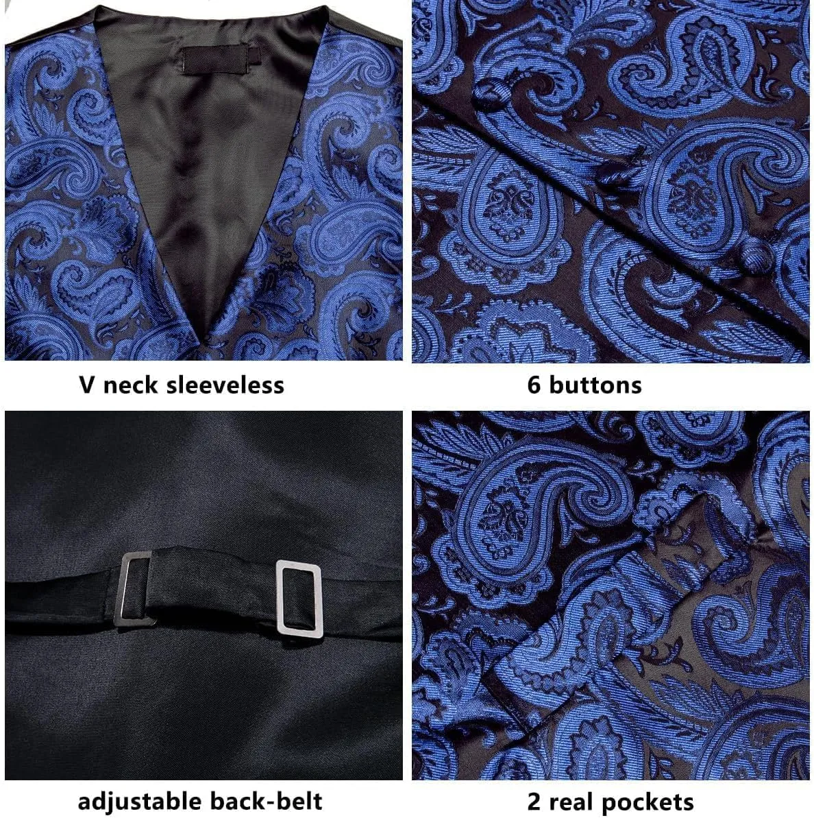 Dubulle Mens Vest and Tie Set Paisley Floral Waistcoat Neckties for Men Lapel Pin Clip Set Wedding Business