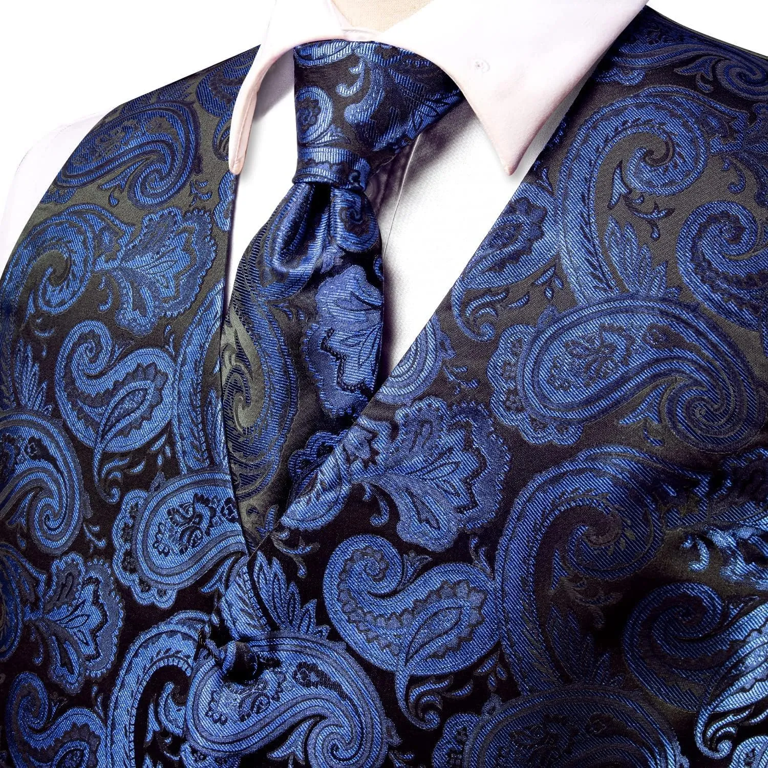 Dubulle Mens Vest and Tie Set Paisley Floral Waistcoat Neckties for Men Lapel Pin Clip Set Wedding Business