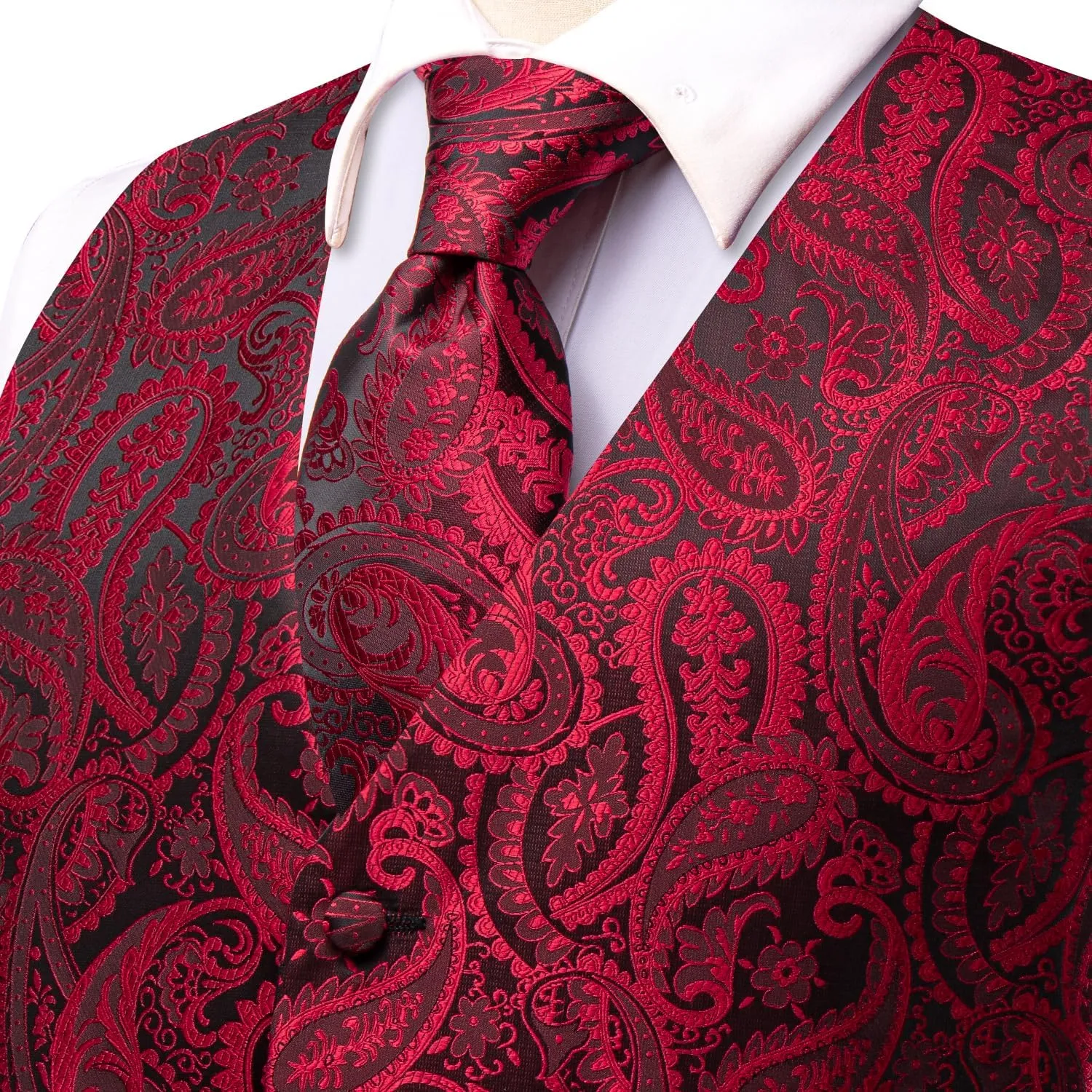 Dubulle Mens Vest and Tie Set Paisley Floral Waistcoat Neckties for Men Lapel Pin Clip Set Wedding Business