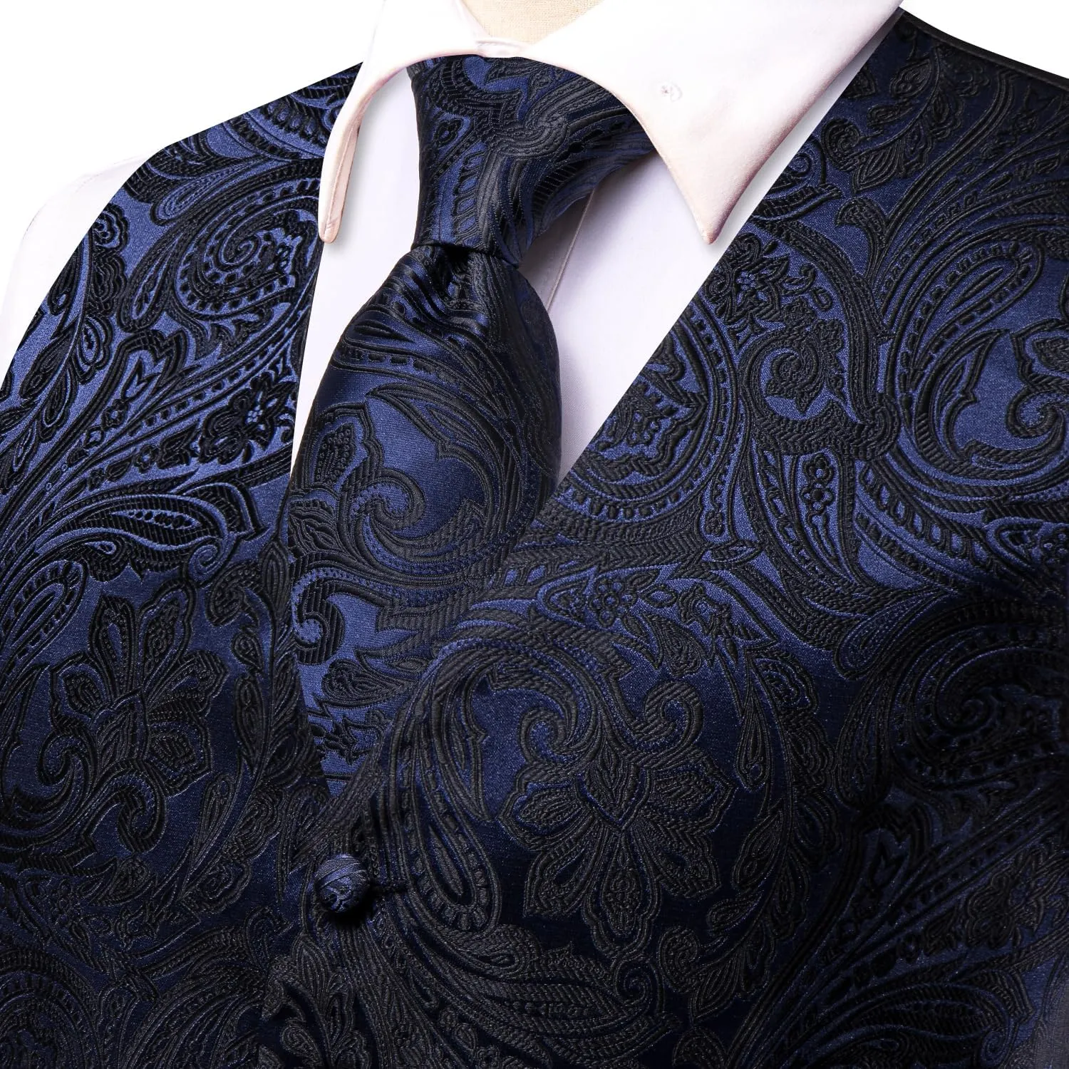 Dubulle Mens Vest and Tie Set Paisley Floral Waistcoat Neckties for Men Lapel Pin Clip Set Wedding Business