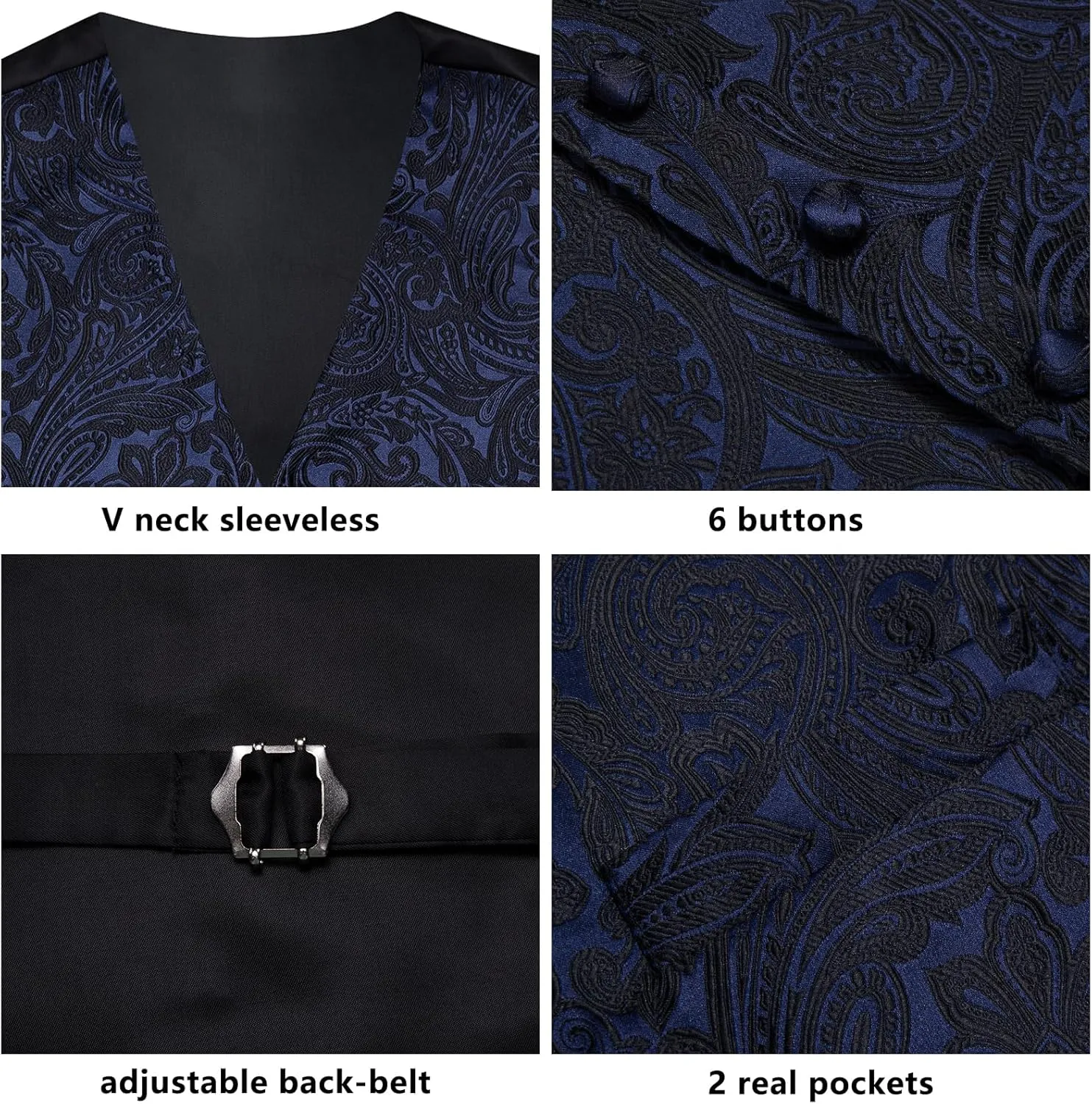 Dubulle Mens Vest and Tie Set Paisley Floral Waistcoat Neckties for Men Lapel Pin Clip Set Wedding Business
