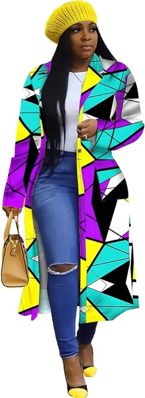 ebossy Womens Plaid Oversized Trench Coat Classic Double Breasted Bright Color Block Thin Long Blazer Jacket Overcoat