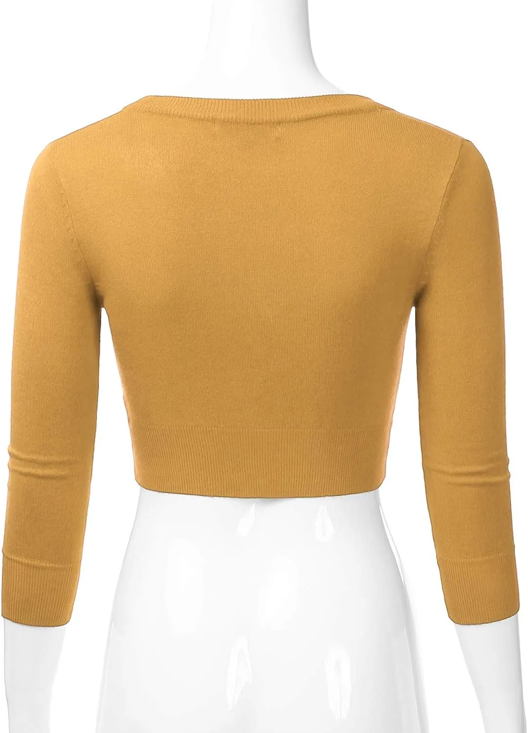 EIMIN Women's Button Down 3/4 Sleeve Cropped Bolero Cardigan Sweater (S-3XL)