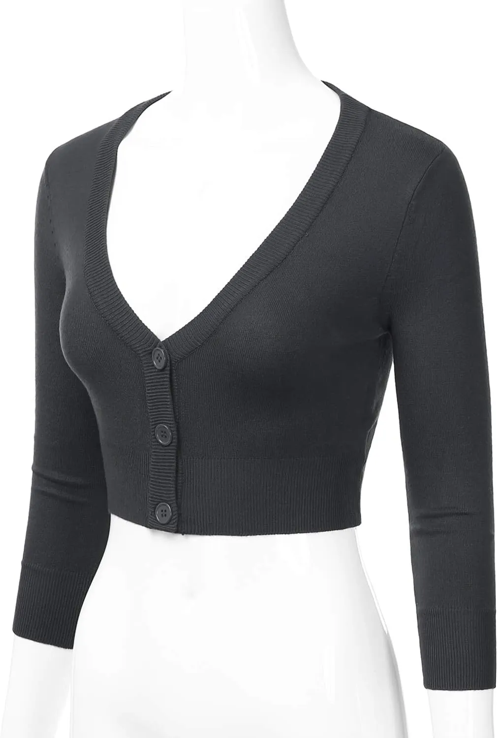 EIMIN Women's Button Down 3/4 Sleeve Cropped Bolero Cardigan Sweater (S-3XL)