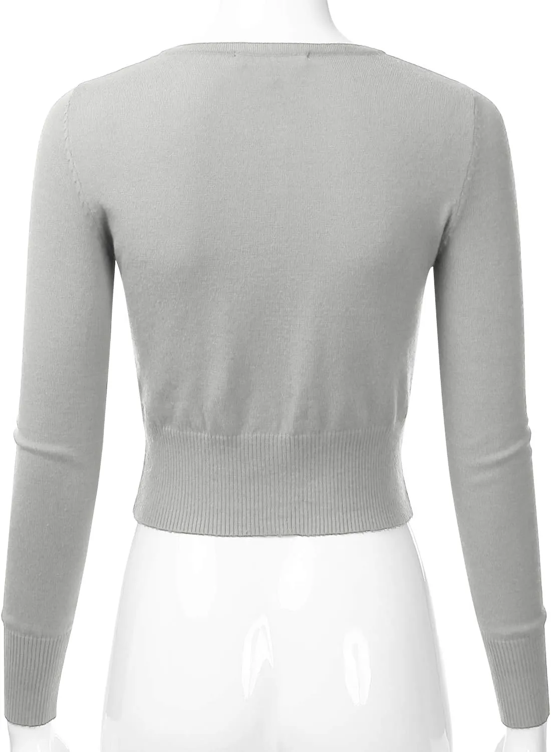 EIMIN Women's Crewneck Button Down Long Sleeve Cropped Cardigan Sweater (S-XL)