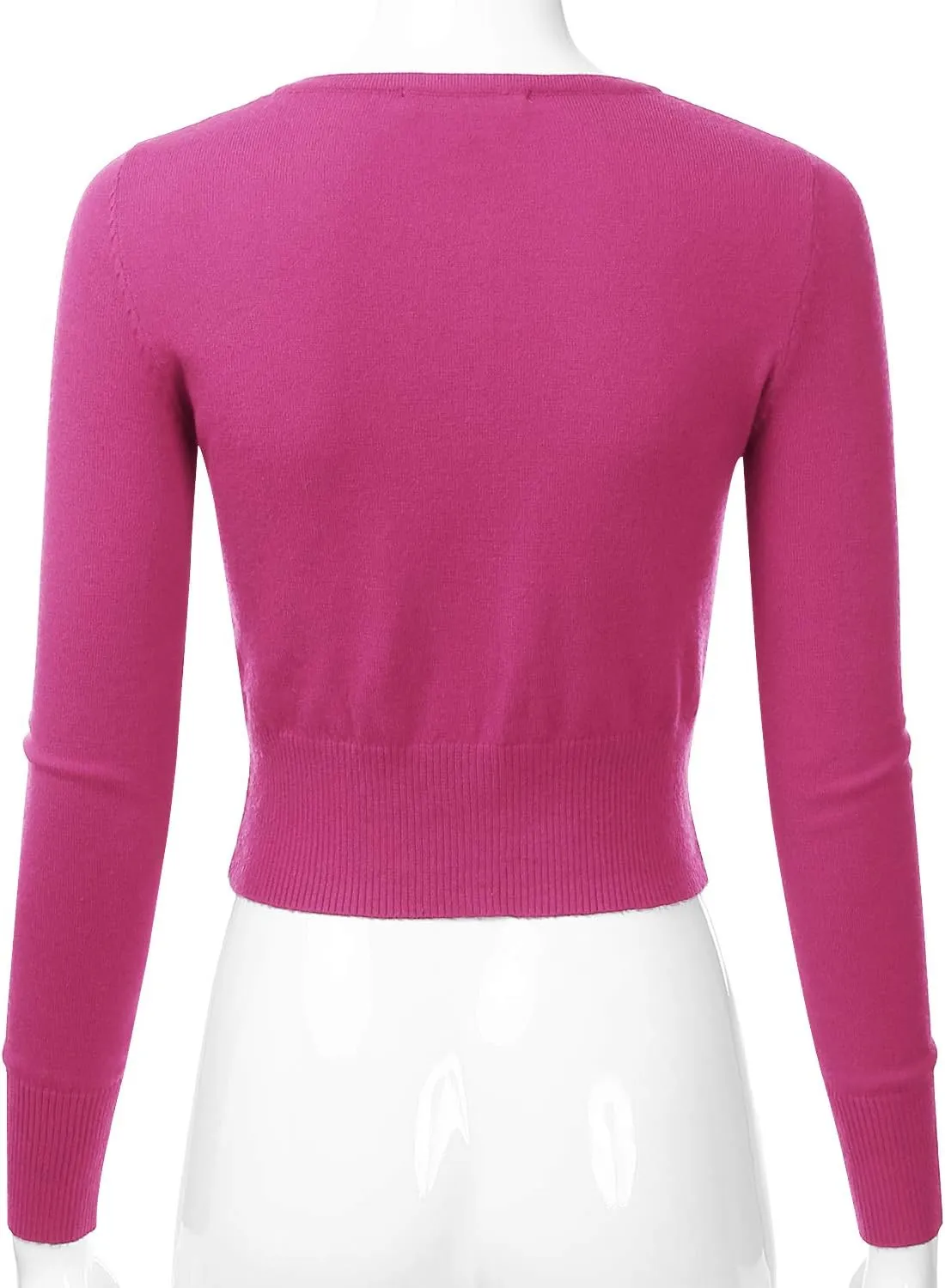EIMIN Women's Crewneck Button Down Long Sleeve Cropped Cardigan Sweater (S-XL)