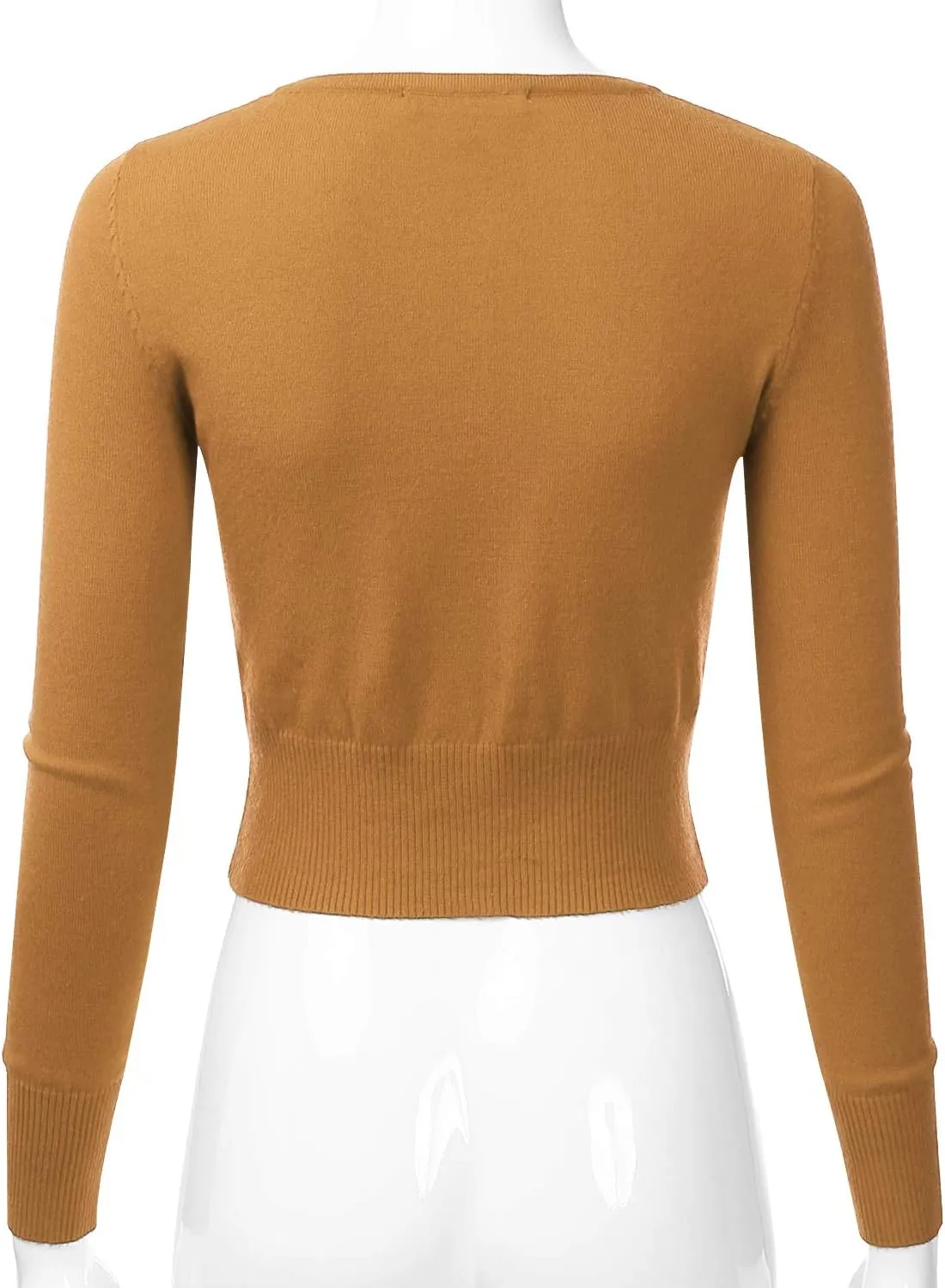 EIMIN Women's Crewneck Button Down Long Sleeve Cropped Cardigan Sweater (S-XL)