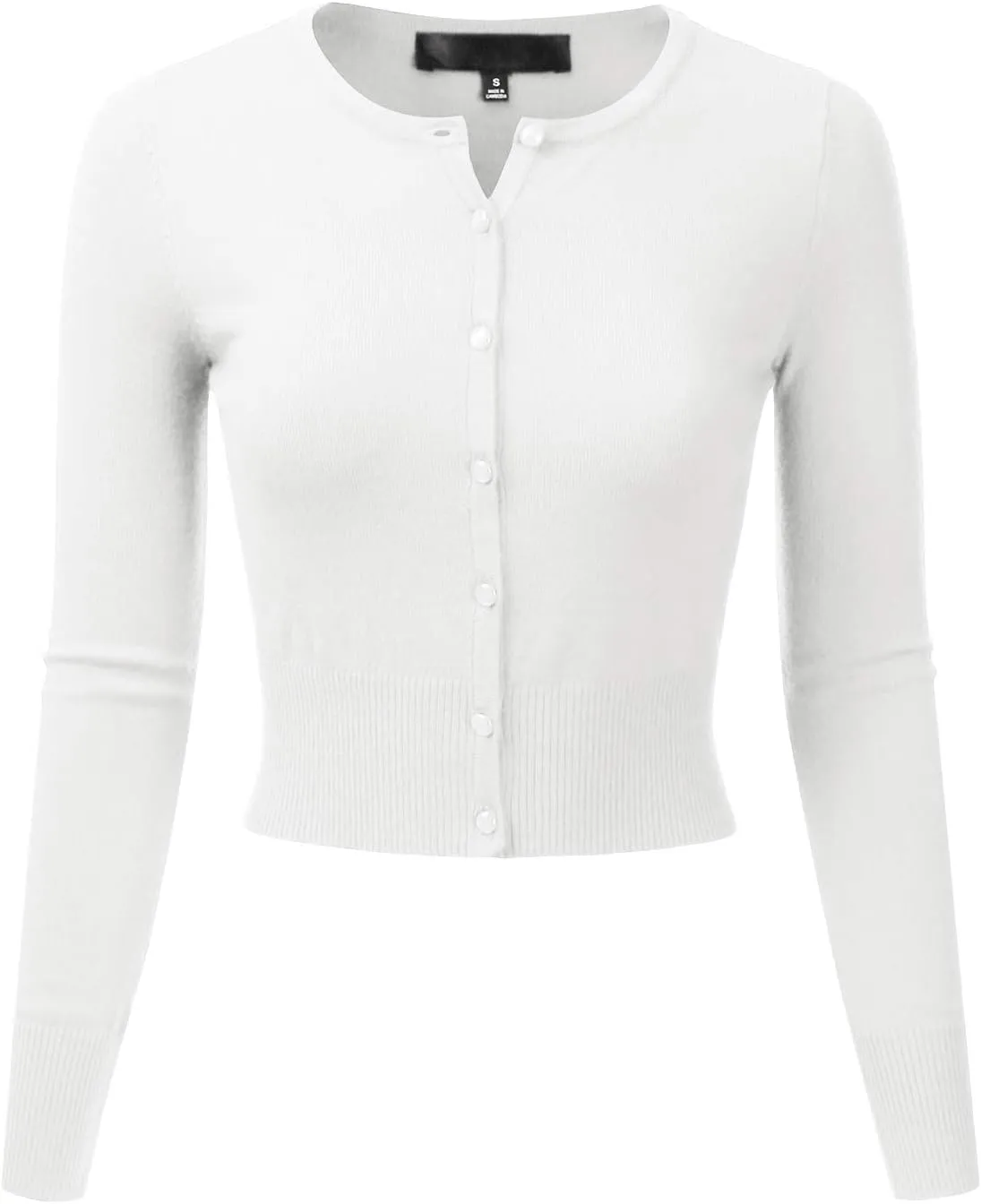 EIMIN Women's Crewneck Button Down Long Sleeve Cropped Cardigan Sweater (S-XL)